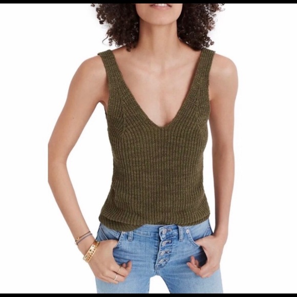 Madewell Monterey Sweater Tank | Olive Green - Picture 2 of 3